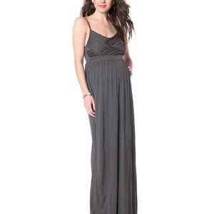 Spaghetti-Strap Maternity Grey Maxi Dress